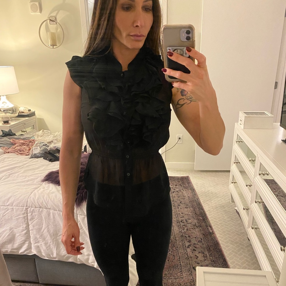 Romeo and Juliet couture black ruffle blouse